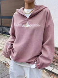Mountain Quarter Zip Long Sleeve Hoodie - Trendsi - Flyclothing LLC