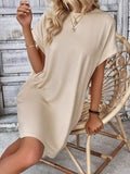 Round Neck Short Sleeve Mini Dress - Trendsi - Flyclothing LLC