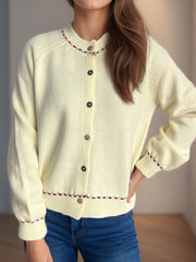 Button Down Long Sleeve Cardigan - Trendsi