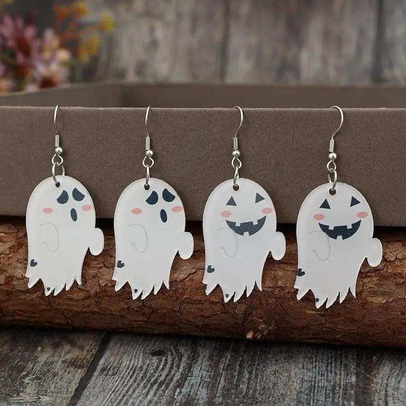 2 Piece Alloy Acrylic Ghost Dangle Earrings - Trendsi - Flyclothing LLC