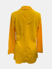 Collared Neck Long Sleeve Blazer - Trendsi