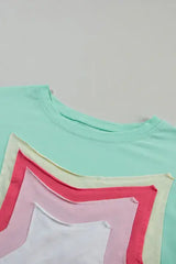 Color Block Star Patched Oversized T-Shirt - Trendsi - Flyclothing LLC