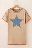 Mineral Wash Stud Beaded Star Pocketed T Shirt Dress - Trendsi - Flyclothing LLC