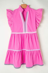 Ruffled Notched Cap Sleeve Mini Dress - Trendsi - Flyclothing LLC