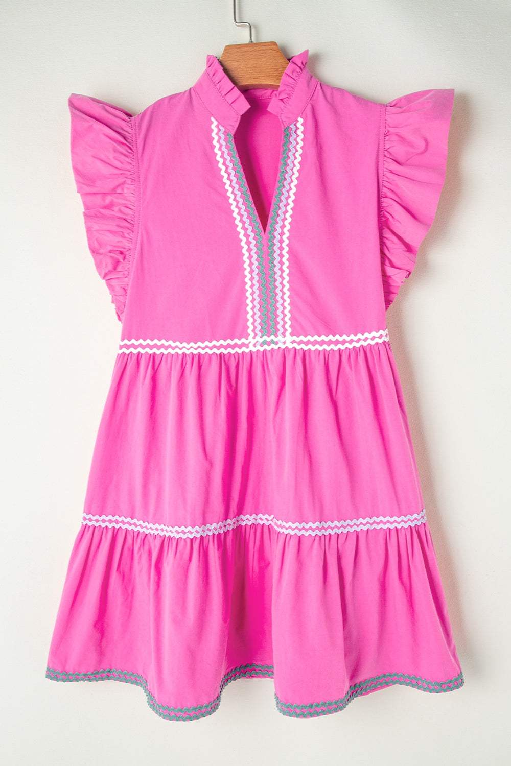 Ruffled Notched Cap Sleeve Mini Dress - Trendsi - Flyclothing LLC