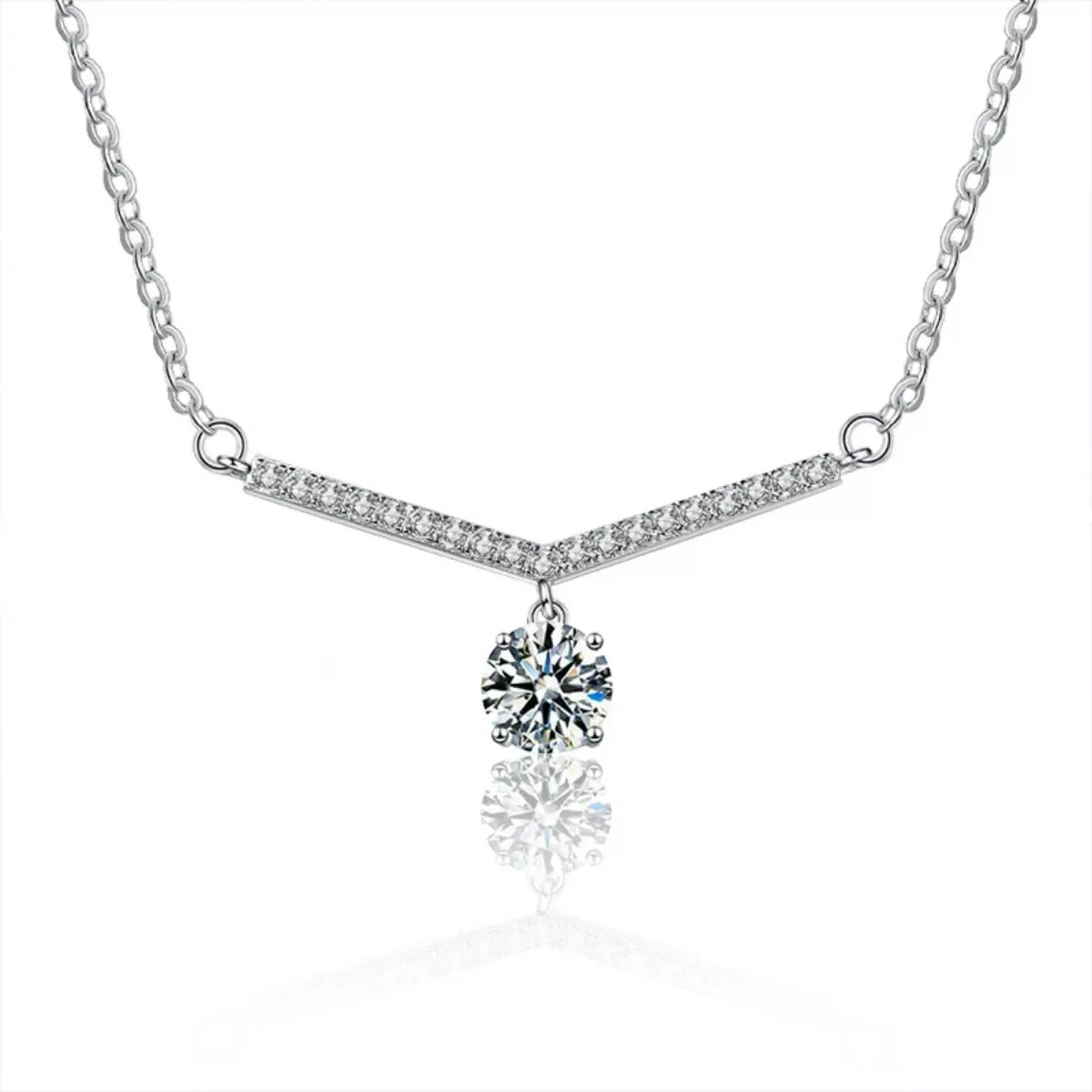 1 Carat Moissanite 925 Sterling Silver Necklace - Trendsi - Flyclothing LLC