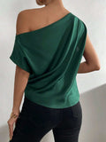 Ruched Single Shoulder Blouse - Trendsi - Flyclothing LLC