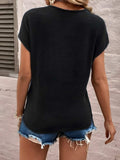 Full Size Lace Detail V-Neck Short Sleeve T-Shirt - Trendsi - Flyclothing LLC