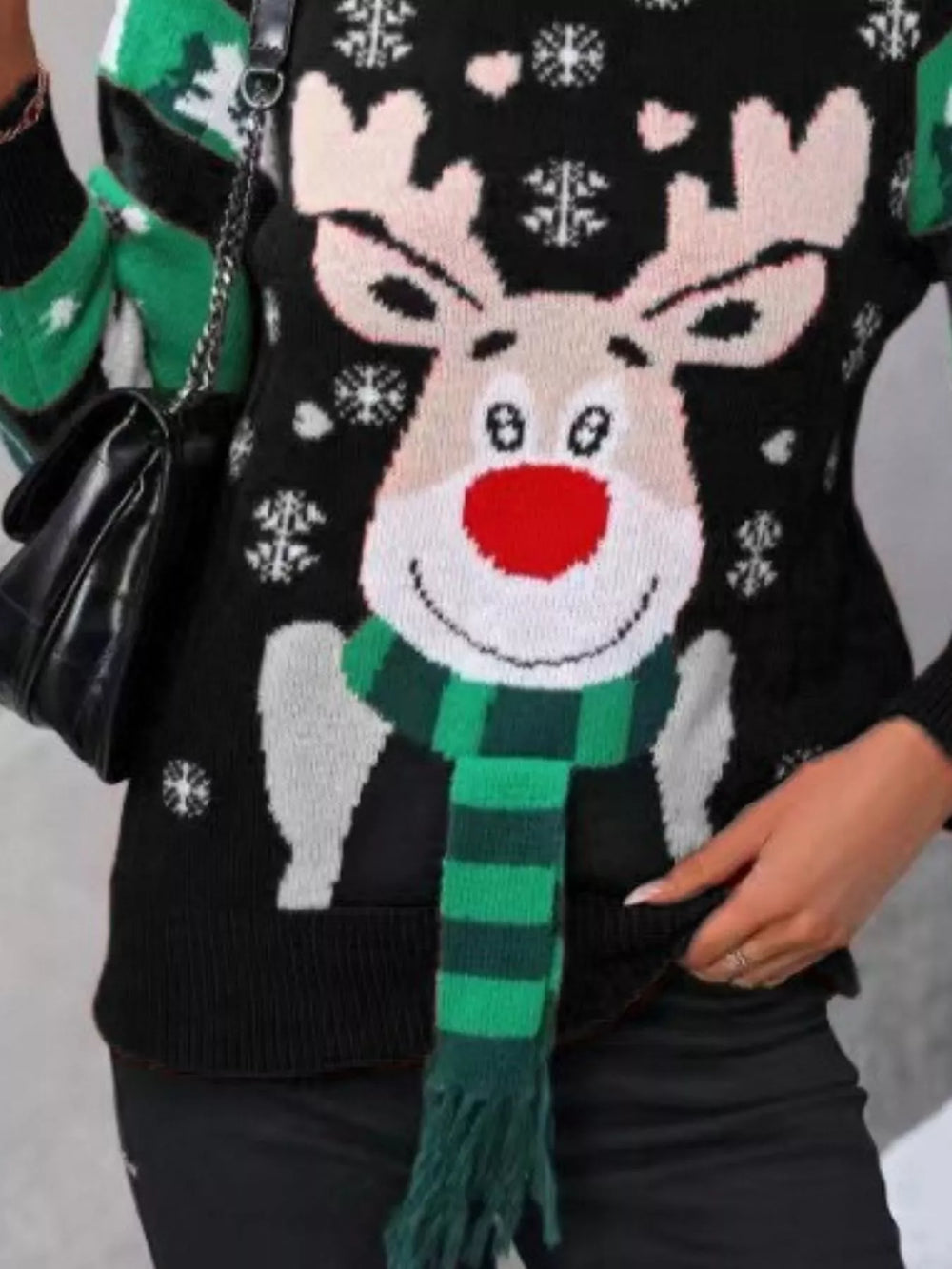 Reindeer Christmas Long Sleeve Sweater - Trendsi - Flyclothing LLC