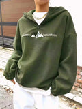 Mountain Quarter Zip Long Sleeve Hoodie - Trendsi - Flyclothing LLC