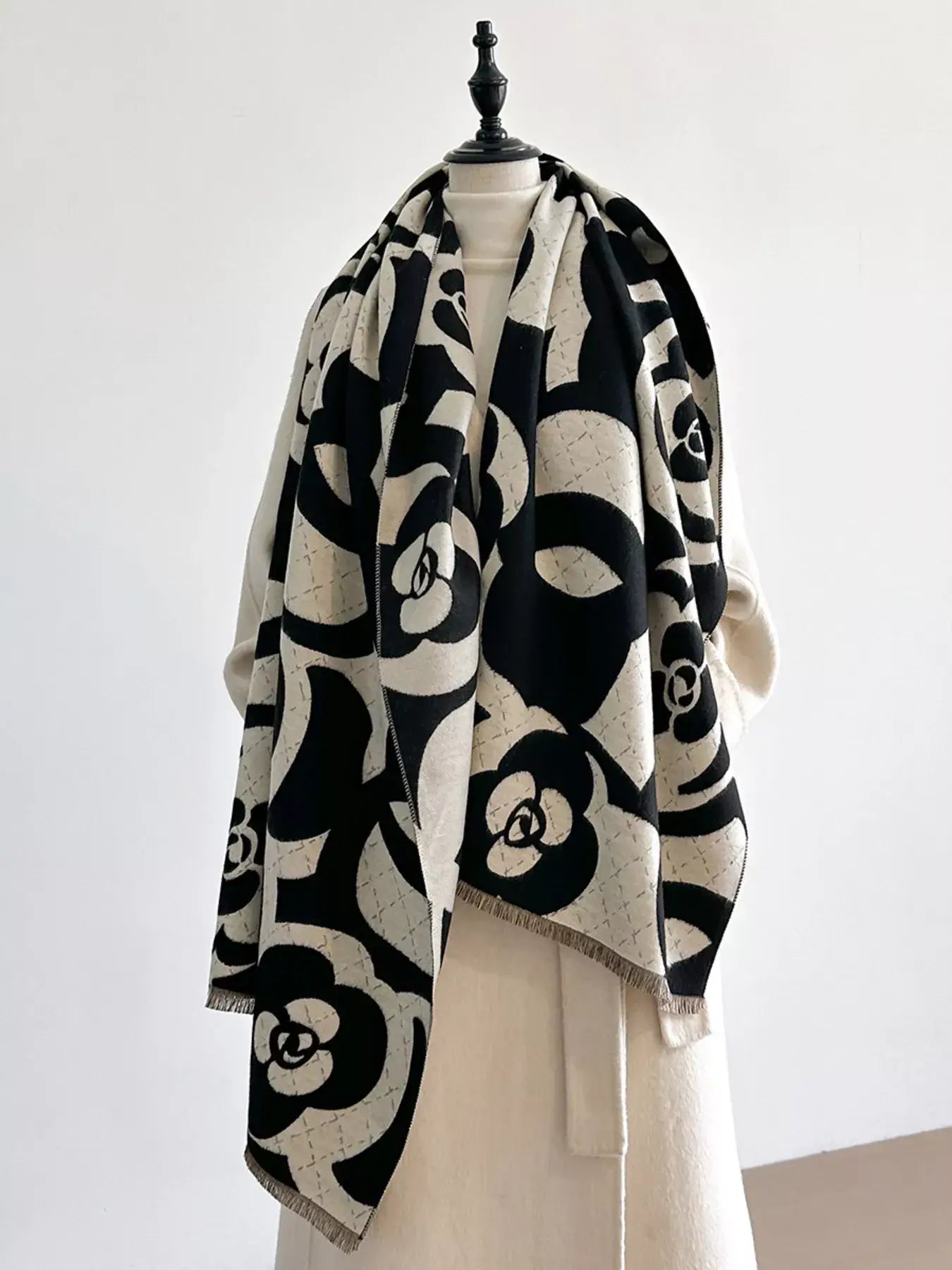Floral Patterned Warm Scarf - Trendsi - Flyclothing LLC