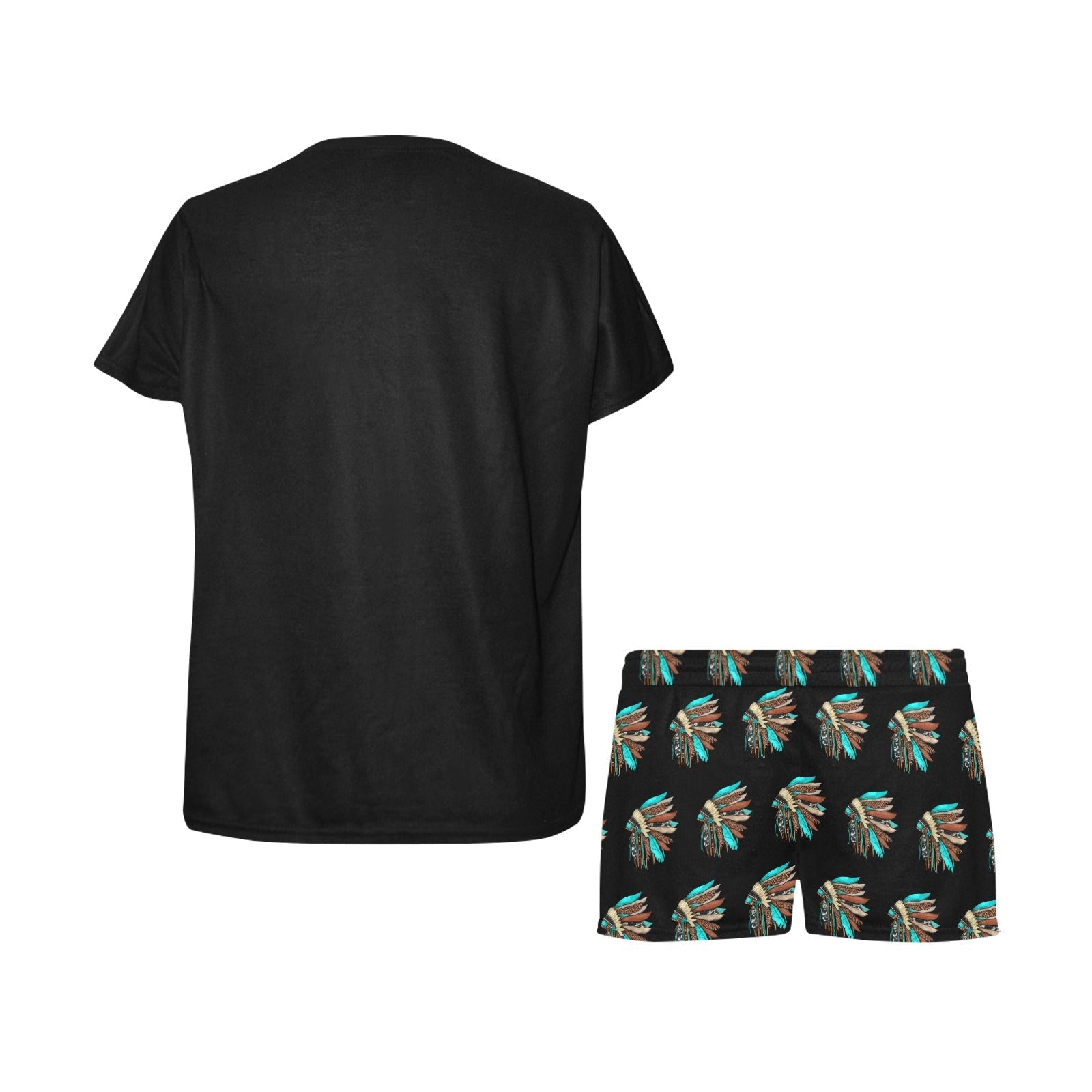 Baha Ranch Indian Headdress Women's Western Short and Top Pajama Set