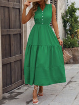 Notched Sleeveless Maxi Tank Dress - Trendsi - Flyclothing LLC