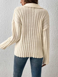 Johnny Collar Long Sleeve Sweater - Trendsi - Flyclothing LLC