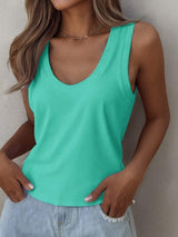 Solid Scoop Neck Tank - Trendsi - Flyclothing LLC