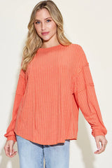 Basic Bae Full Size Ribbed Round Neck Long Sleeve T-Shirt - ShopBasicbae - Flyclothing LLC