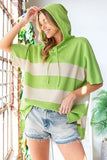First Love Color Block Short Sleeve Hooded Top - Trendsi