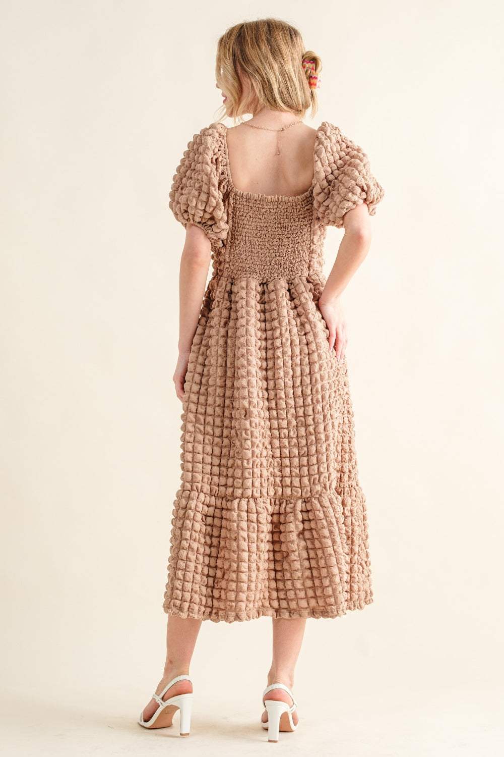 And The Why Full Size Square Neck Puff Sleeve Dress - Trendsi - Flyclothing LLC