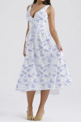 Floral V-Neck Sleeveless Midi Dress with Pockets - Trendsi - Flyclothing LLC