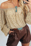 Leopard Off-Shoulder Long Sleeve Blouse - Trendsi - Flyclothing LLC