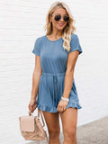 Ruffled Boat Neck Short Sleeve Romper - Trendsi - Flyclothing LLC