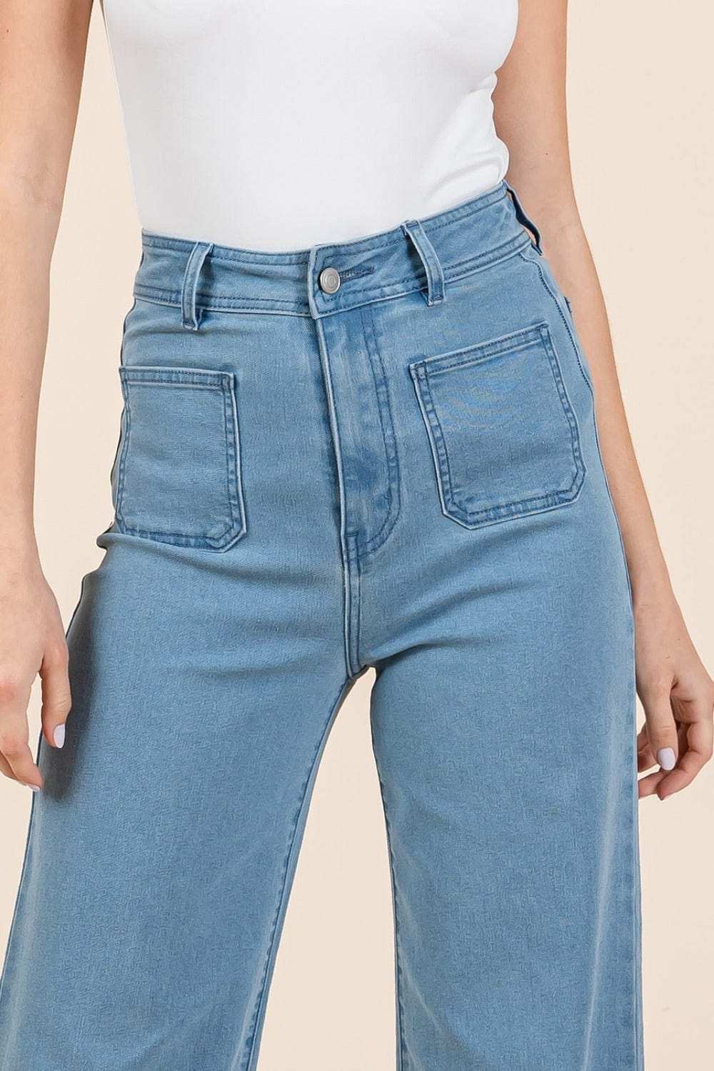 Mittoshop High Waist Wide Leg Jeans - Trendsi - Flyclothing LLC