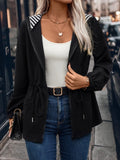 Drawstring Pocketed Zip Up Hooded Jacket - Trendsi