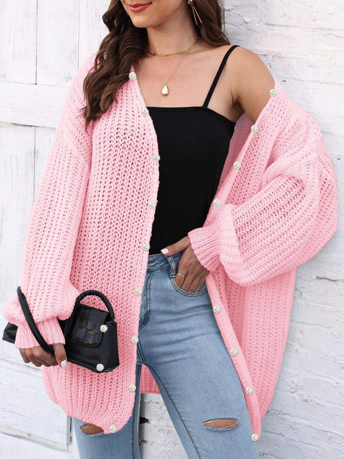 Open Front Long Sleeve Cardigan - Trendsi - Flyclothing LLC