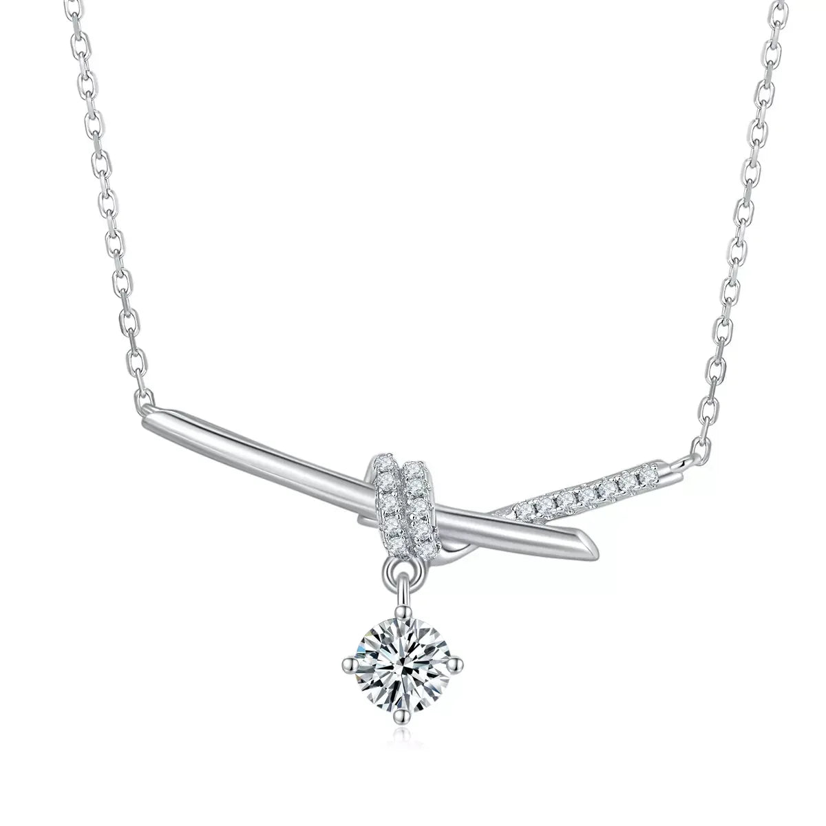 1 Carat Moissanite 925 Sterling Silver Pendant Necklace - Trendsi - Flyclothing LLC