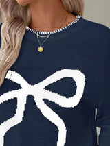 Bow Round Neck Sweater - Trendsi - Flyclothing LLC