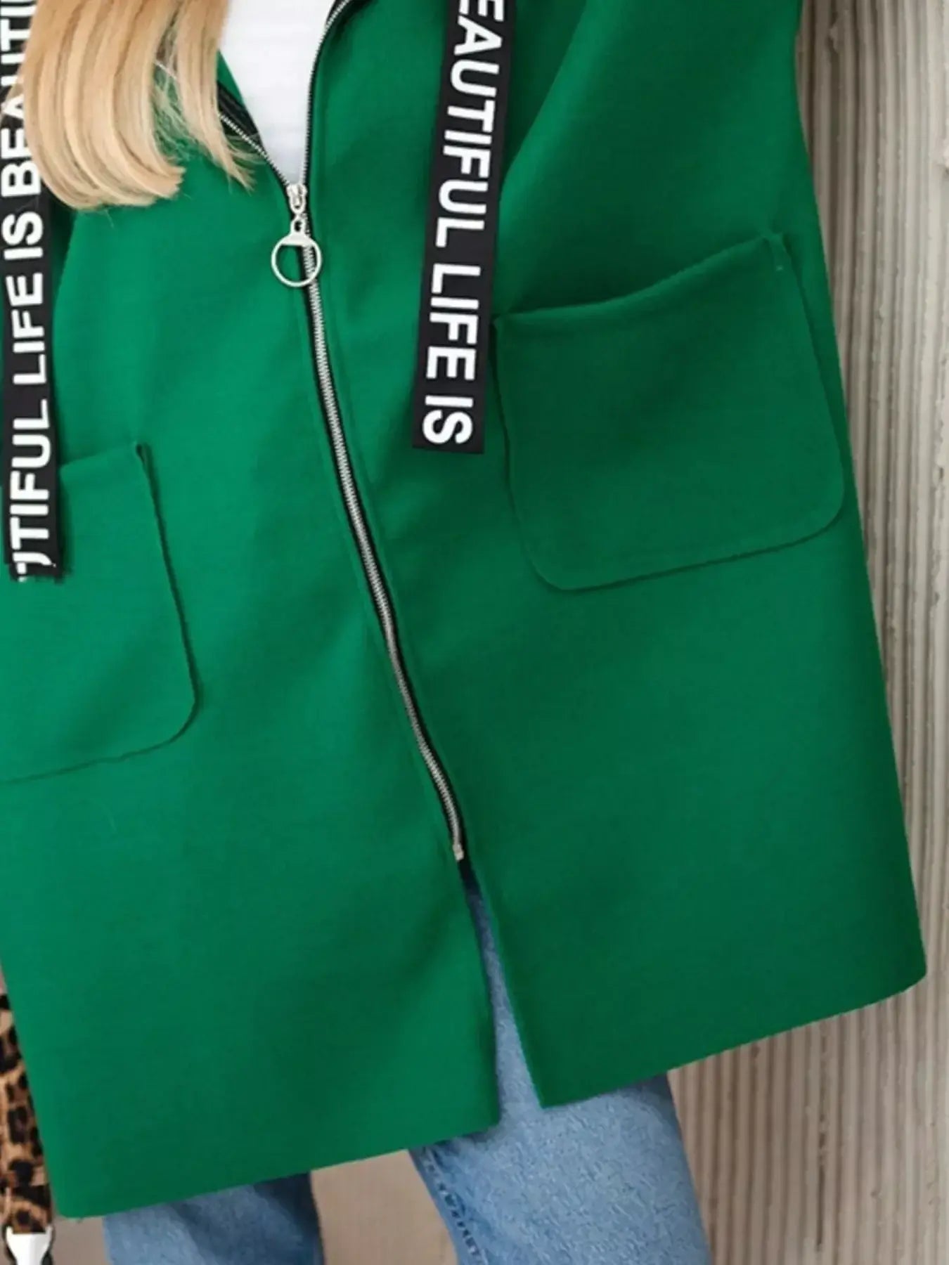 Full Size Hooded Zip-Up Longline Outerwear Plus Size - Trendsi - Flyclothing LLC