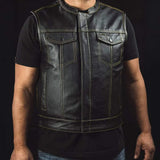 The Club Cut Men's Motorcycle Leather Vest, Multiple Color Options - First Manufacturing Company - Flyclothing LLC