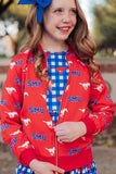 SMU Red Mustang Satin Jacket - Mila & Rose ®