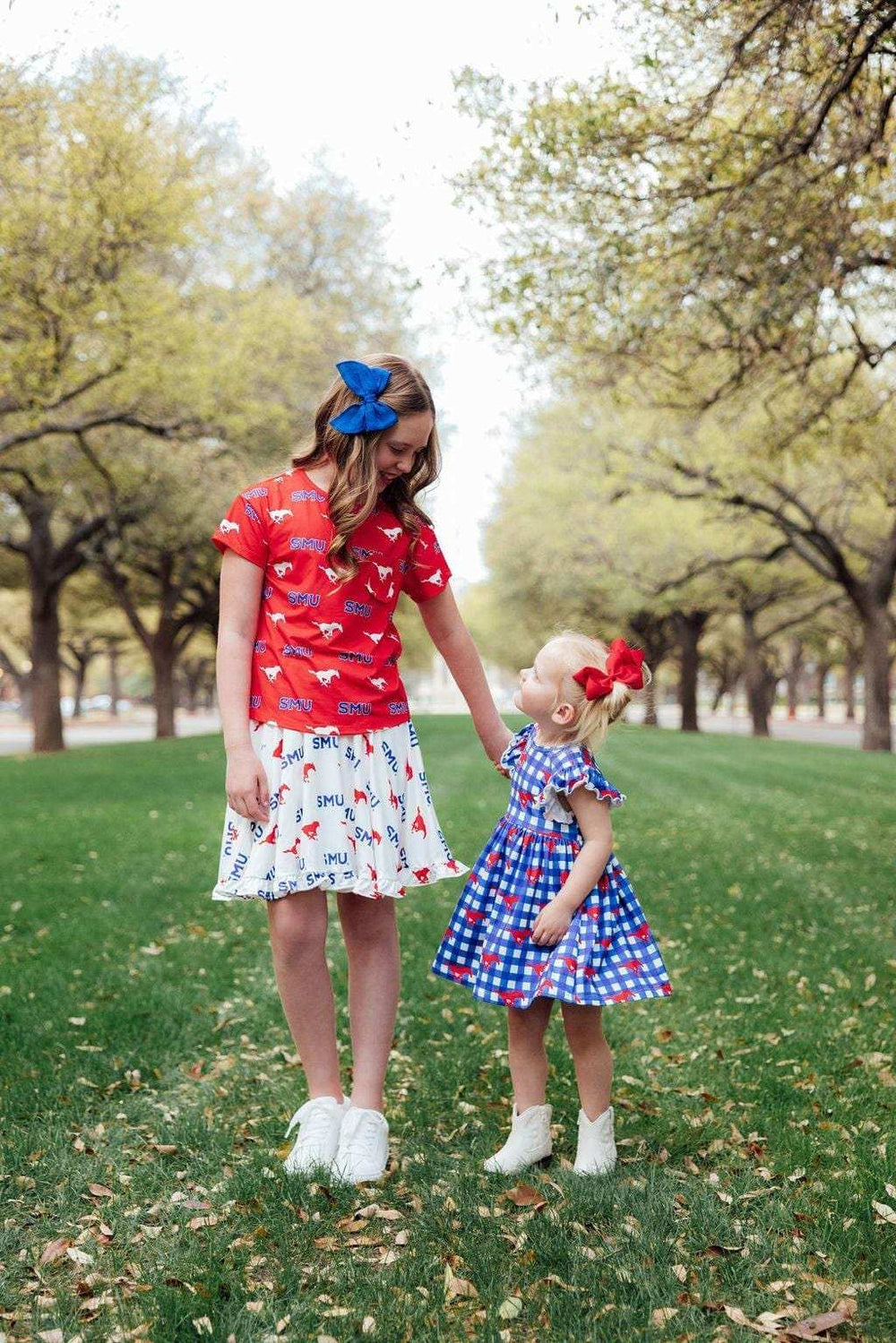 SMU White Mustang Ruffle Twirl Skort - Mila & Rose ® - Flyclothing LLC