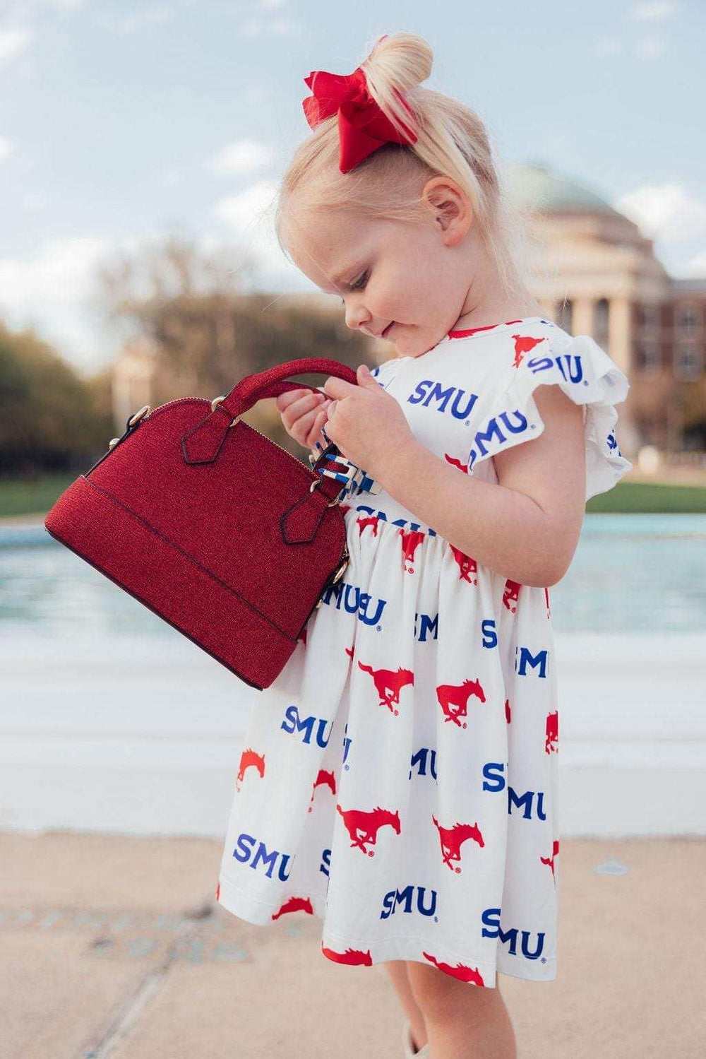SMU White Mustang Flutter Twirl Dress - Mila & Rose ® - Flyclothing LLC