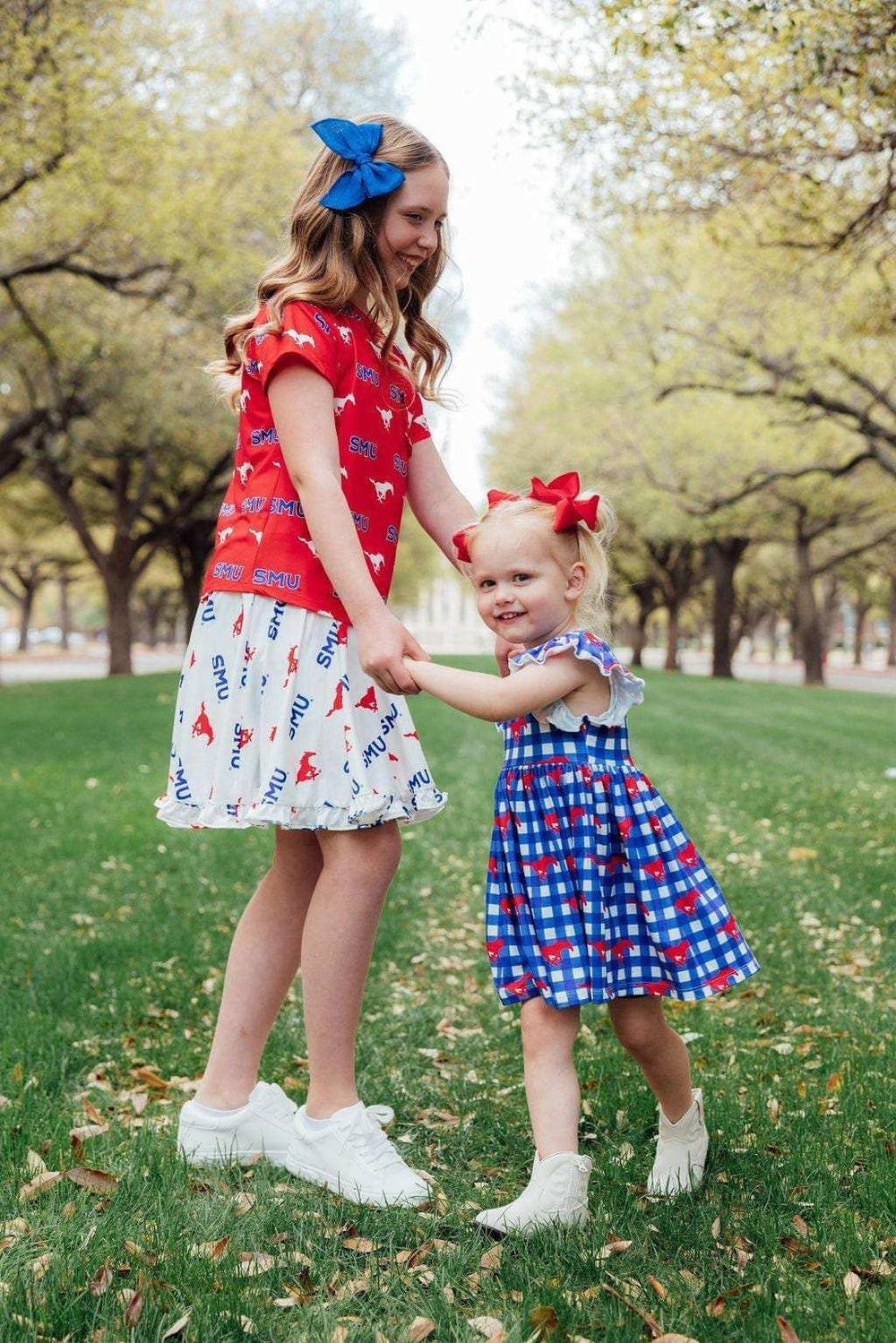 SMU Plaid Mustang Flutter Twirl Dress - Mila & Rose ® - Flyclothing LLC