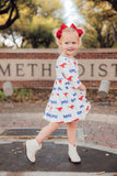 SMU White Mustang 3/4 Sleeve Pocket Twirl Dress - Mila & Rose ®