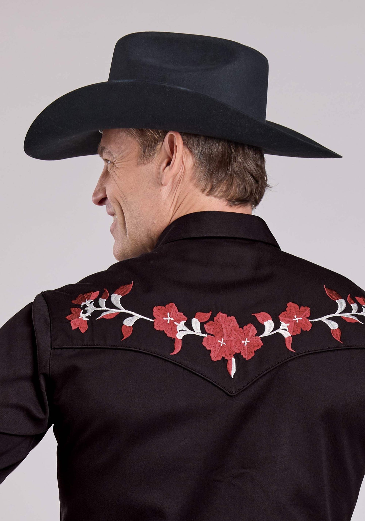 Roper Mens Long Sleeve Snap Jet Black Poly Rayon Western Shirt - Roper - Flyclothing LLC