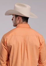 Mens Roper Solid Poplin Tangerine Long Sleeve Snap Shirt