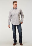 Roper Mens Long Sleeve Snap Solid Poplin Grey Western Shirt - Roper