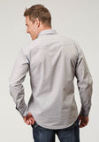 Roper Mens Long Sleeve Snap Solid Poplin Grey Western Shirt - Roper