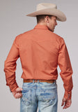 Roper Mens Long Sleeve Snap Solid Poplin Tangerine Western Shirt - Roper
