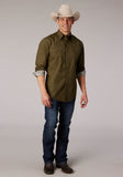 Roper Mens Long Sleeve Snap Solid Poplin Cocoa Western Shirt - Roper