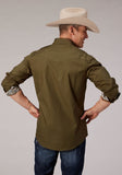 Roper Mens Long Sleeve Snap Solid Poplin Cocoa Western Shirt - Roper
