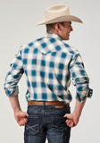 Roper Mens Long Sleeve Snap Arrow Dobby Plaid Western Shirt - Roper