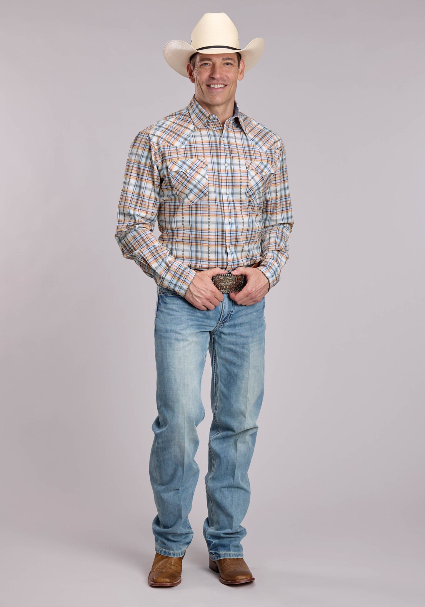 Mens Roper Serape Plaid Long Sleeve Snap Shirt