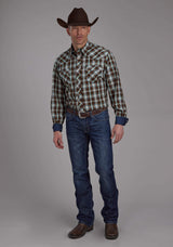 Roper Mens Horseshoe Dobby Long Sleeve Snap Western Shirt - Roper - Flyclothing LLC