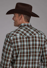 Roper Mens Horseshoe Dobby Long Sleeve Snap Western Shirt - Roper - Flyclothing LLC