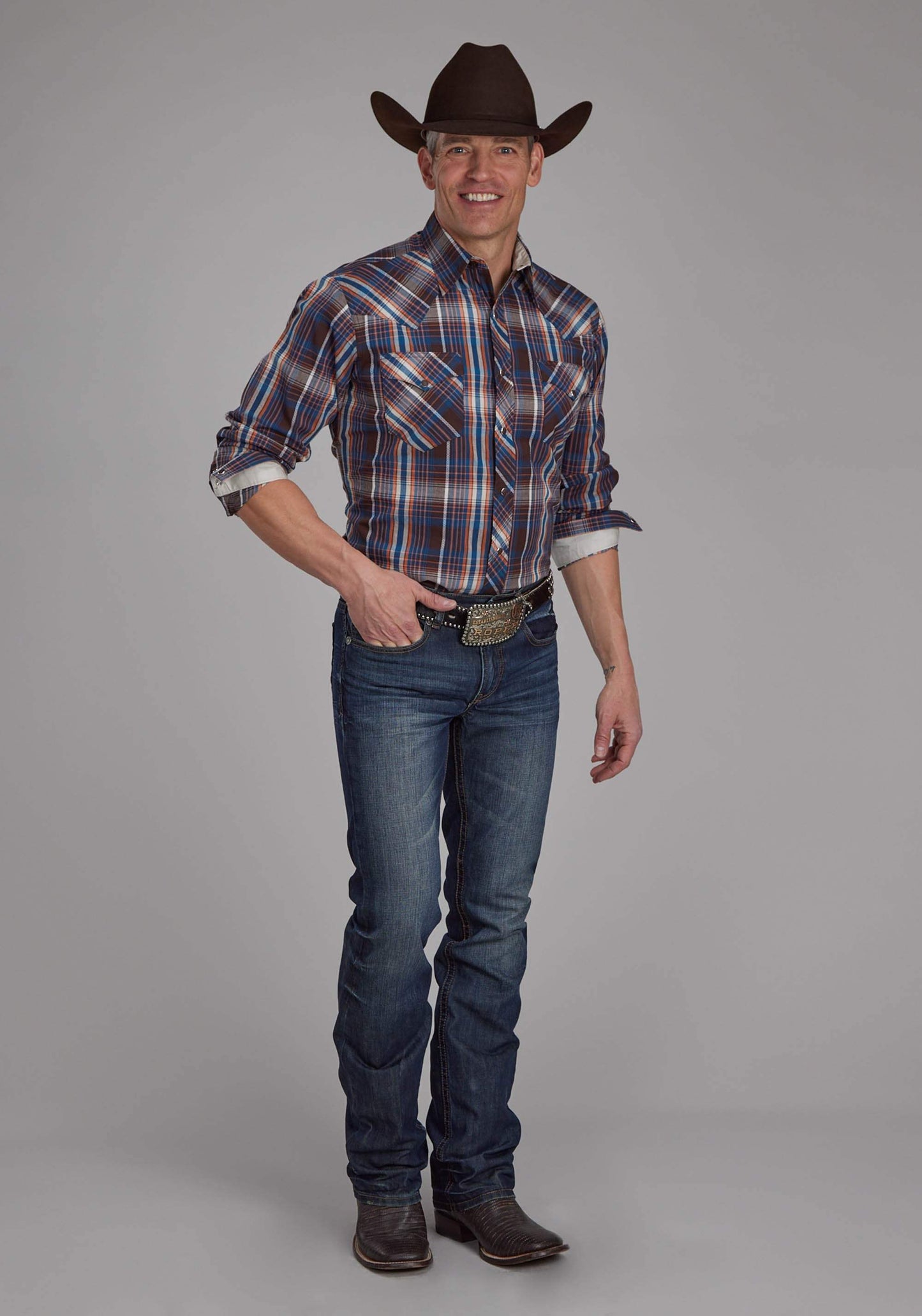 Roper Mens Arrow Dobby Long Sleeve Snap Western Shirt - Roper - Flyclothing LLC