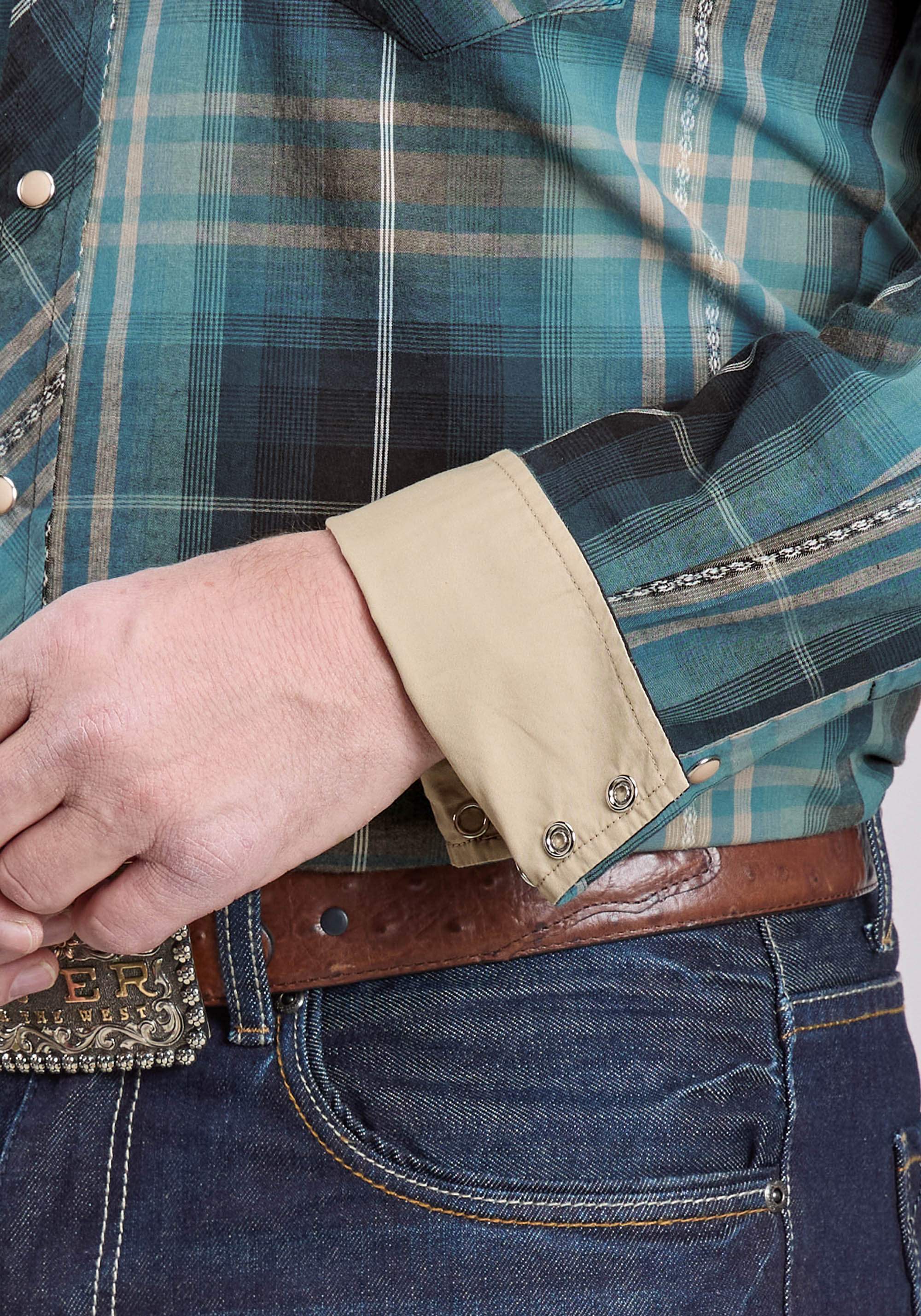 Mens Roper Aztec Dobby Long Sleeve Snap Shirt - Roper - Flyclothing LLC